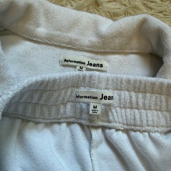 Reformation Fiji Top and Shorts Set in White Terry - Size Medium - Picture 4 of 5